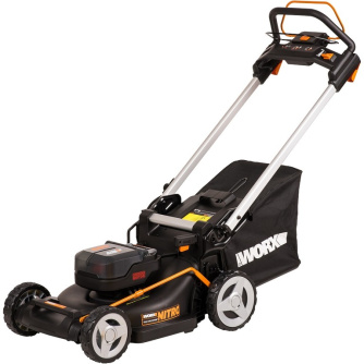 Купить Газонокосилка WORX WG749E 40В, 4Ач х2, ЗУ 2А х2 аккумуляторная самоходная фото №2